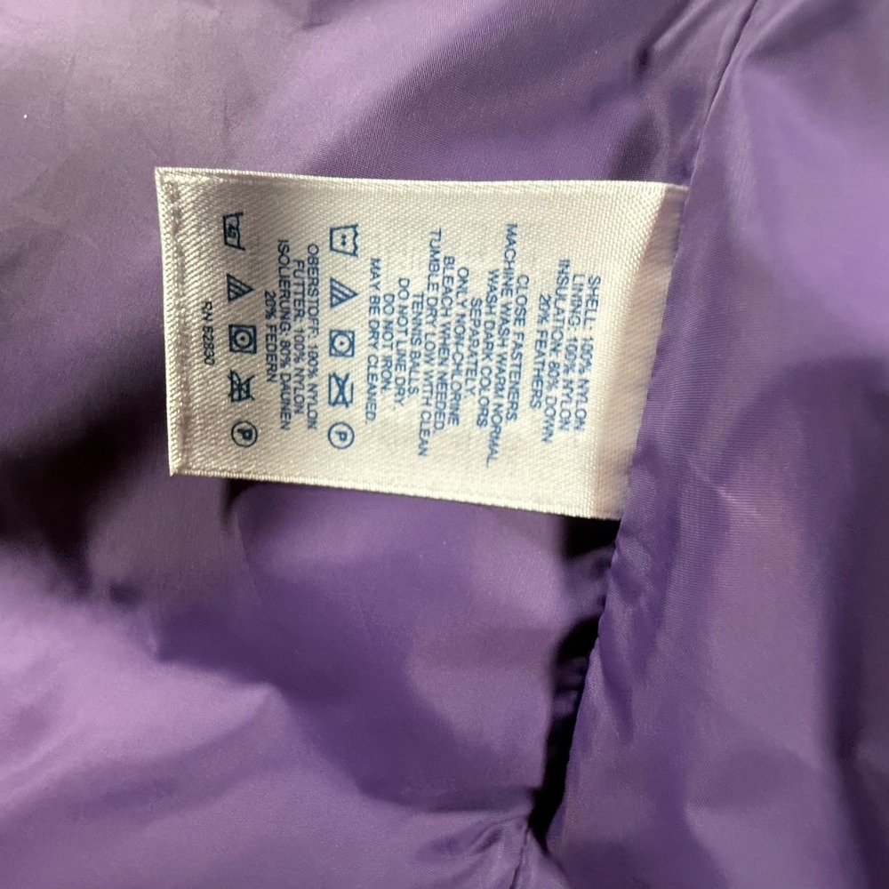 Lands' End Women's Down Puffer Vest Purple Small 6-8 Snap Front Quilted Nylon - Picture 8 of 9